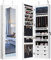 GOPLUS Schmuckschrank mit Spiegel, Schmuckregal mit LED-Beleuchtung & Schubladen, Spiegelschrank abschließbar, Schmuckaufbewahrung, Wandmontage und Türmontage, für Schmuck & Kosmetika (Weiß)