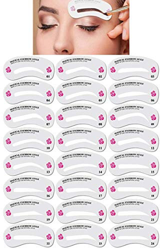 24 pezzi Stencil sopracciglia,riutilizzabile strumenti e accessori per trucco,kit per sopracciglia,sopracciglio stencil make up attrezzo, Strumenti per il trucco delle sopracciglia