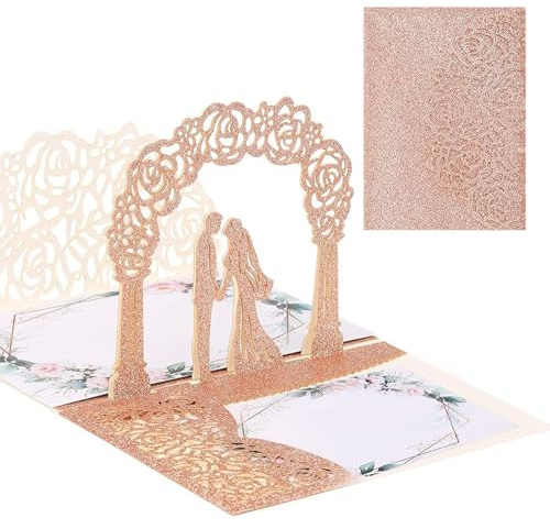 AIBAOBAO Biglietto D'auguri Matrimonio, 3D Pop Up Matrimonio Carta, d'auguri Matrimonio, Abbracciare Gli Sposi per Valentine's Day e Auguri Matrimonio