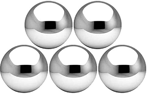 WUURAA Lot de 5 boules d'observation en acier inoxydable poli miroir - Boule creuse réfléchissante - Sphère de jardin flottante - Sphère de jardin flottante