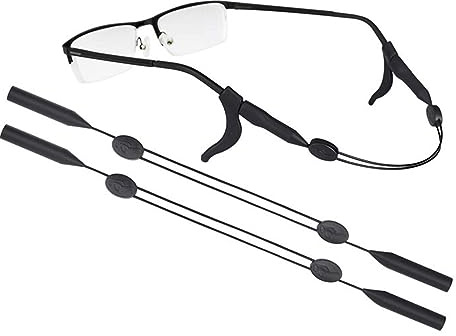 2 pezzi Cinturino Regolabile per Occhiali, senza coda antiscivolo cinghie, cinturino per occhiali sportivi - Comfort e Sicurezza per la Tua Vista - Adatto a Occhiali Sportivi e da Sole - Nero
