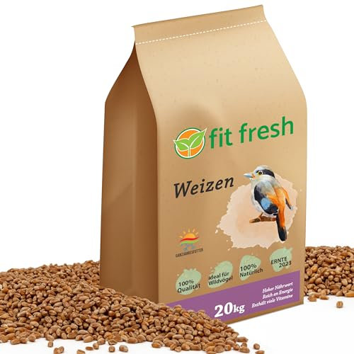 Fit Fresh – 20kg Gereinigt Hühnerfutter Geflügelfutter Futterweizen Vogel für Wildvögel