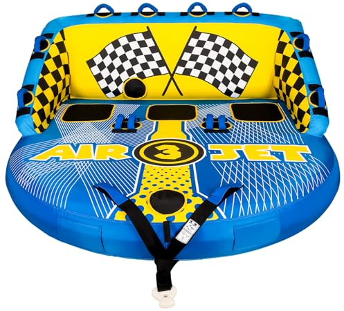 KMJETNIVY Towable Tubes for Boating Person,Pull Tube, Super Sofa Tubes for Boats,Inflatable Boat Tube,Front&Back Tow Points w/Heavy-Duty Thick Nylon Cover for Water Sports (3)