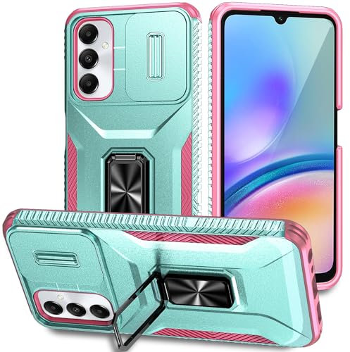 Sawiqpd for Samsung Galaxy A16 5G / Galaxy A16 4G Case with Slide Camera Lens Cover, Ring Kickstand Holder Shockproof Military Grade Phone Cover Armour Heavy Duty Hard PC Proteceive Case, Celadon
