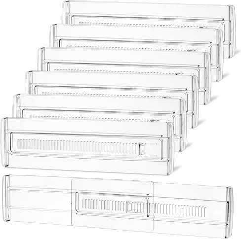 Zocipro 6Pcs Clear Draw Dividers, Adjustable Drawer Organiser Divider, 3.2 High Extendable from 11.22-19.88, Plastic Drawers Separators for Kitchen Bedroom Office Desk Dresser Cosmetic