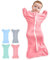 HINATAA Pucksack Baby 0-3 Monate/ 3-6 Monate, Baby Schlafsack Neugeborene Bio-Baumwolle, Baby Swaddle Wickeldecke für Jungen Mädchen, Verstellbarer Pucktücher Baby (Rosa, 0-3 Monate)