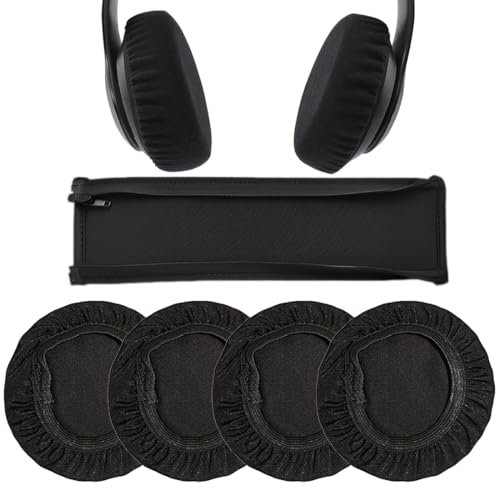 4 pcs fundas para auriculares + 1 pcs funda para diadema, almohadillas lavables para auriculares, funda para diadema, protección contra el sudor, para auriculares de 9 a 11 cm