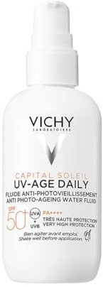 Vichy, Capital Soleil UV-Age Daily, Fluide Solaire Anti-Âge SPF50+, Enrichi en Niacinamide Anti-taches et Peptides Anti-Rides, Soin de Jour Non Gras et Non Collant, Flacon, 80ml