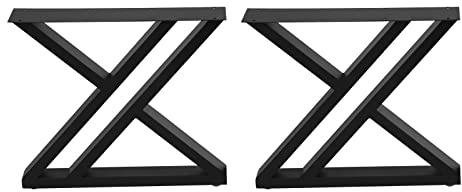 KANBCNG Estructura de mesa de metal negro, juego de 2 patas de mesa de metal resistente, patas de mesa auxiliares en forma de X, patas de muebles, patas de banco de acero industrial, patas de mesa de