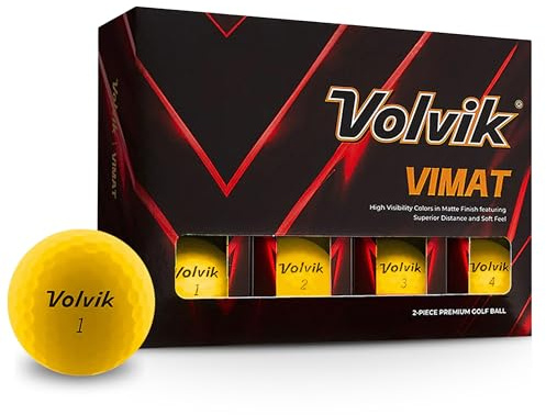 Volvik ViMat Yellow Golf Balls – New for 2025, 85 Compression, Matte, 2 Piece Single Core, Bright Yellow, 12 Pack
