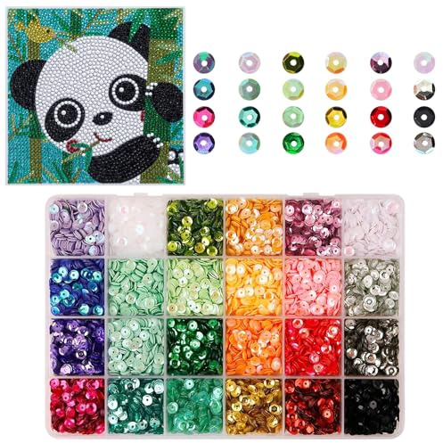 11000 Pcs 6mm Bulk Loose Sequins, 24 Colors Round Loose Cup Sequins Bulk Embroidery Sequins with Holes Iridescent Spangles for DIY Craft Sewing Nails Arts