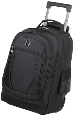 IOIUSKKU Versatile Trolley Backpack with Wheels Storage Capacity Easy Carry Long Trips Or Short Getaways Trolley Backpack with Wheels Double Shoulder Bag, Black, 50x34x22cm