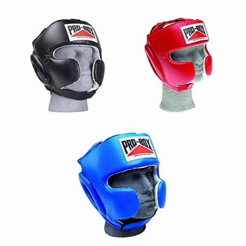 Pro Box Super Spar Leather Head Guard-BLU-L