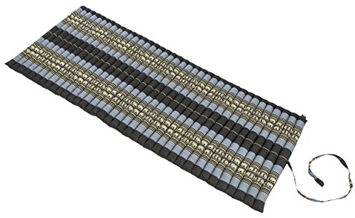 Handelsturm Rollbare Thaimatte Matratze, ca. 200 x 80 cm, Thaikissen Matte Elefanten blau Rollmatte mit Füllung aus Kapok