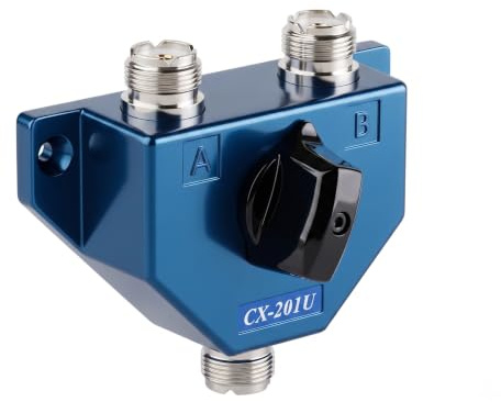 Jetfon CX-201U Commutateur d'Antenne Manuel 2 Positions – Switch Coaxial Haute Puissance 1kW – Fréquence jusqu'à 600 MHz – Connecteurs SO-239 (PL-259 Femelle) – Idéal Radioamateur, VHF/UHF, CB