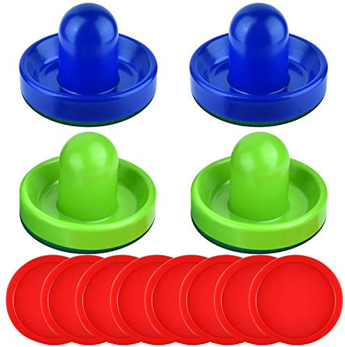 Coopay Air Hockey Pushers and Pucks, Air Hockey Paddles, Goal Handles Paddles Replacement Accessories for Game Tables (4 Striker, 8 Red Puck Pack)