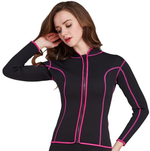 YouNaiJia Women's Wetsuit Top 2mm Neoprene Wetsuit Jacket Long Sleeve Wetsuit for Swimming Water Aerobics Diving(Black, XXL)