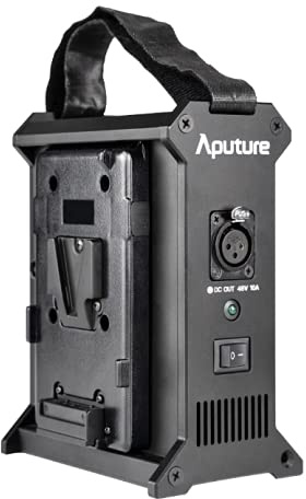 Aputure 2-Bay Battery Power Station(V-Mount) Built-in Aputure Lighting Clamp Quick Release Plate Lightweight Design with Carrying Strap Fit for Aputure Nova P300c or amaran 100/200