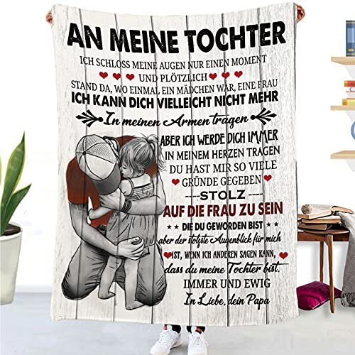 UOOYAA Kuscheldecke Personalisierte Decke An Meine Tochter,Papa für Tochter Deutsche Nachricht Briefdecke Positiv Ermutigen Wohndecke für Couch Bett Tv-Decken Geschenk(Papa zu Tochter D,150×200cm)