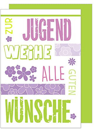 Edition Seidel Premium Glückwunschkarte zur Jugendweihe mit Umschlag. Eine einzelne Karte zur Jugendweihe. Grusskarte Zur Jugendweihe Junge Mädchen (JW119 SW023)