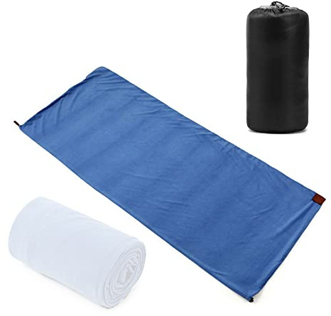CalmGeek Sac de couchage d'extérieur d'urgence - Sac de couchage portable - En polaire légère - Pour le camping, les voyages, la randonnée (bleu roi)
