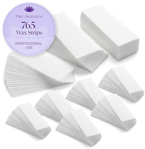 765 Professional Wax Strips for Waxing – Tear-Resistant Fabric Hair Removal Strips – 225 Large & 540 Small – Reusable for Warm Wax & Sugar Paste – Face, Body & Intimate Areas