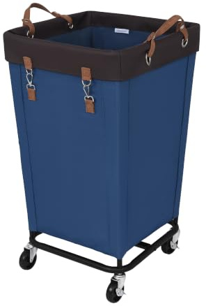 StorageWorks Laundry Hamper with Wheels, 160L Large Washing Hamper for Laundry, Heavy Duty Rolling Laundry Basket on Wheels, Dirty Clothes Washing Basket Trolley for Home Hotel Dorm, Blue, 1-Pack