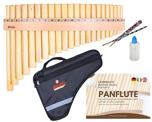 Plaschke Flauto di Pan dell`Alto Adige, kit von custodia, libro didattico e set di cura, 22 toni- Sol