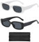 COACOM 2 gafas de sol cuadradas con 1 bolsillo para gafas, gafas de sol Y2k, gafas de sol rectangulares, gafas de sol retro de moda para hombre y mujer (negro, blanco), Negro