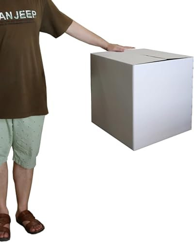 SAFWEL Caja almacenaje Cajas Carton Mudanza Grandes 45x45x45cm, Caja de envío de cartón corrugado blanco para envío, embalaje, negocios, Cajas de almacenamiento de embalaje para mudanzas para el hogar