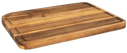 HOME DECO FACTORY - KA0392 Planche à Découper en Acacia 46 cm - Ustensile Cuisine avec Rainure pour Jus - Préparation et Service - Couleur Marron - Design Élégant