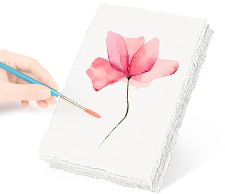 Büttenpapier A6, 20 Blätter Handgeschöpftes Papier Strukturpapier Aquarellpapier Dickes 250 GSM, für GrußKarten DIY, Gemälde, Briefe, Einladungen Zeichnen, Skizzieren Schreiben, 10,2 x 15,2cm