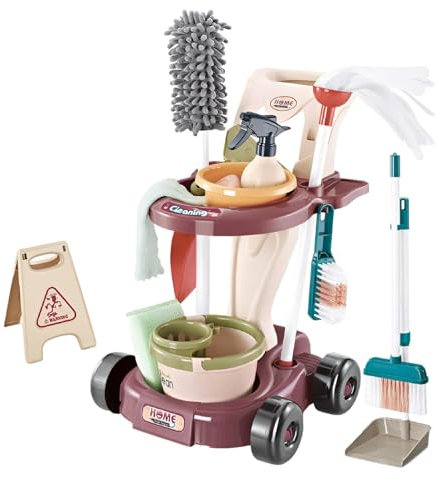 Reinigungsset für Kinder, Reinigungsspielzeug für Kinder, Spiel, Rollhaus zu Hause, Reinigung des Lernspiels, Spielzeug für und Mädchen 3+