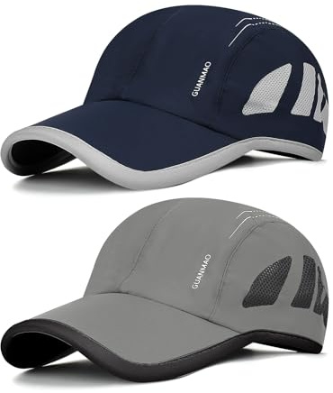 AYPOW 2 Pcs Gorras de Béisbol Secado Rápido Unisex, Transpirable Ligera Plegable Gorra de Correr, Béisbol Sombrero Lavable Ajustable Gorras de Verano Deportes Aire Libre Sombrero de Sol Hombre Mujere