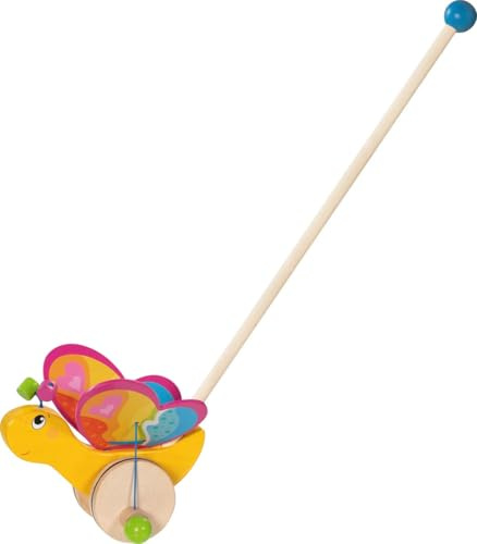 goki 54841 - Animal à pousser papillon labelle - Animal à tirer mobile en bois avec ailes flottantes