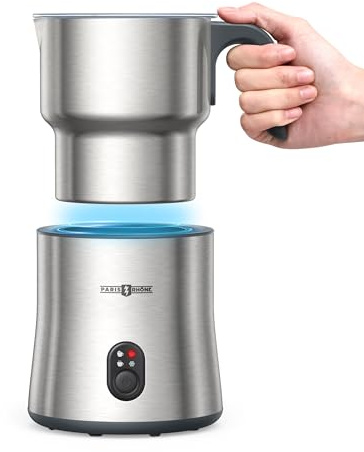 PARIS RHÔNE Milchaufschäumer, 4-in-1 500ML Milchaufschäumer Elektrisch Induktion, Spülmaschinenfest, für heißer Schokoladen, Heißer/Kalter Milchschaum, Warme Milch