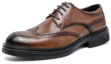 JHYUUKAU Chaussures d'affaires Rehaussantes À Semelles Épaisses pour Hommes, Confortables, Classiques, À Lacets, Style Oxford Brogue