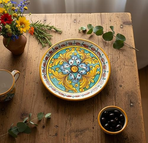 Mondocreazioni Piatto piccolo da muro in ceramica decorata a mano da ceramisti siciliani di Santo Stefano di Camastra gomes art 14