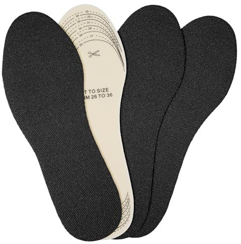 Lot de 2 paires de semelles intérieures pour enfants, douces et respirantes, en latex, découpables, lavables, pour chaussures de sport (taille 26 à 36)