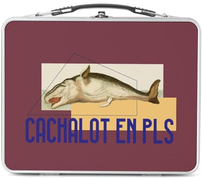 Fabulous Lunch Box Métal Argenté pour Sandwich et Snack - Cachalot en PLS Planches Biologie Illustration Ancienne - Boîte à Goûter Aluminium Gamelle Rigide Style Rétro Imprimée en France