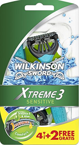 Wilkinson Sword Extreme 3 Sensitive Rasoio Usa e Getta - Confezione da 6 Rasoi