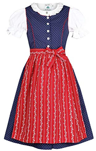 Isar-Trachten Girls' dirndl with blouse navy, blue (navy). - Blue - 5 Years