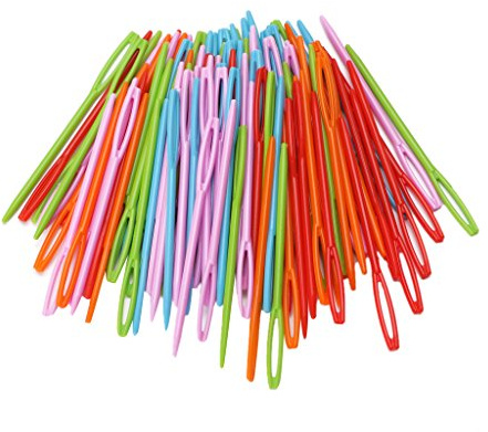 Xuniu 100 Pezzi in plastica Colorata per Cucire Aghi per Bambini arazzo Tessuto di Lana Istruzione 7x0.2cm