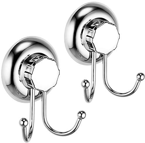 MaxHold Sistema de Vacío Doble Ganchos para colgadores - No-perforar - Acero inoxidable Nunca Moho - Almacenamiento de La Cocina & Baño - Dos Piezas Toalleros de Gancho