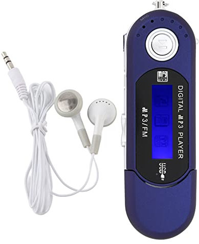 Lettore MP3 digitale Schermo LCD Mini USB 2.0 Lettore MP3 Auricolare portatile con radio FM per musica Spegnimento automatico(Blu)