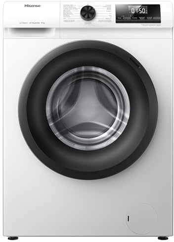 Hisense WFQP8014EVM - Lavadora con Vapor, Clase A, Carga Frontal 8 Kg, 1400 rpm, 16 Programas, Control de balanceo inteligente del tambor, Display LED, Programa rápido, Bloqueo Infantil, Blanco