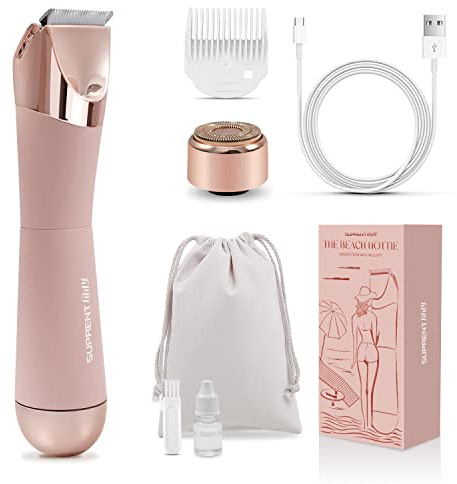 SUPRENT Bikini Trimmer Frauen 2-in-1 Gesichtshaarentferner für Frauen, USB-C Rasierer, Dual Head Shaver Woman Lady Shavers für Schamhaare für Lippe Achselkörper, Reiseschloss