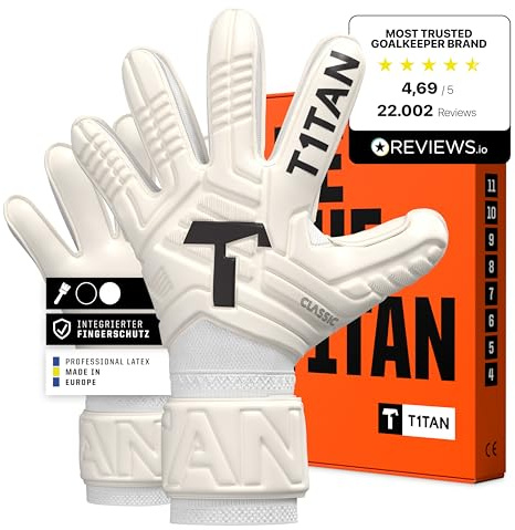 T1TAN Classic 1.0 White-Out - Guanti da portiere - con protezione per le dita - guanti da portiere di calcio - taglia 7