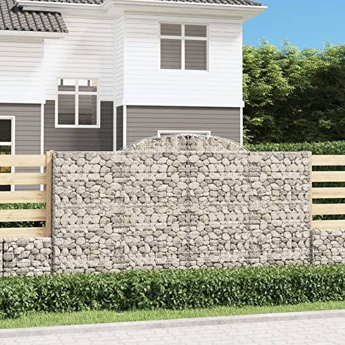 Gecheer Gabione con arco alto, cestino in pietra per gabbioni, in ferro zincato 300 x 50 x 160/180 cm