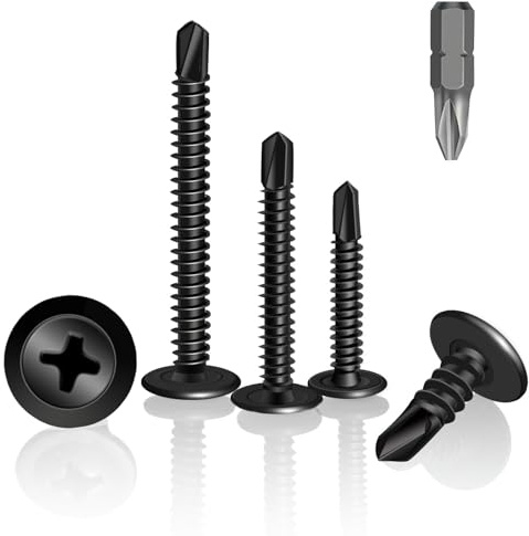 HXJDAM 100 Pezzi Viti Autofilettanti Nere, 4,2x50mm Viti Autofilettanti per Lamiera, Viti Autoperforanti in Acciaio al Carbonio per Lamiera, Alluminio, Legno, Plastiche